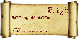 Réthy Ádám névjegykártya