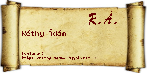 Réthy Ádám névjegykártya